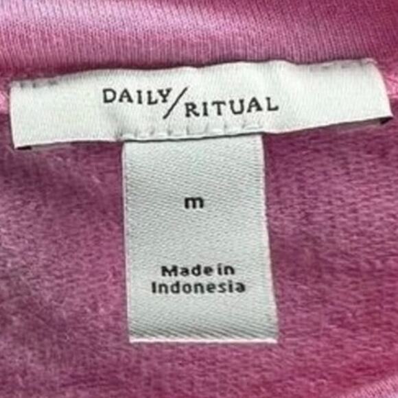 Daily ritual pink puffy sleeve short romper women’s size medium - Picture 8 of 9